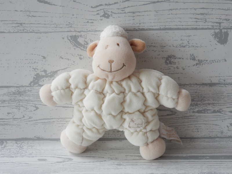 Tiamo knuffel rammelaar velours wit beige bruin schaap Sammy