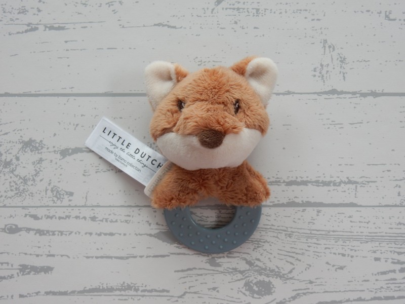 Little Dutch pluche bijtring velours bruin forest friends vos