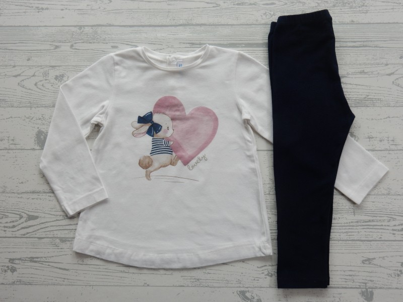 Mayoral tweedelige set wit navy roze hart maat 86
