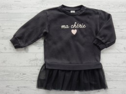 H&M sweatjurk met tulen rok donkergrijs Ma Cherie maat 86