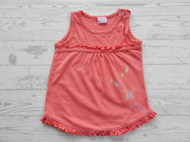 Frendz tuniek oranje donker zalmroze ruches maat 80-86