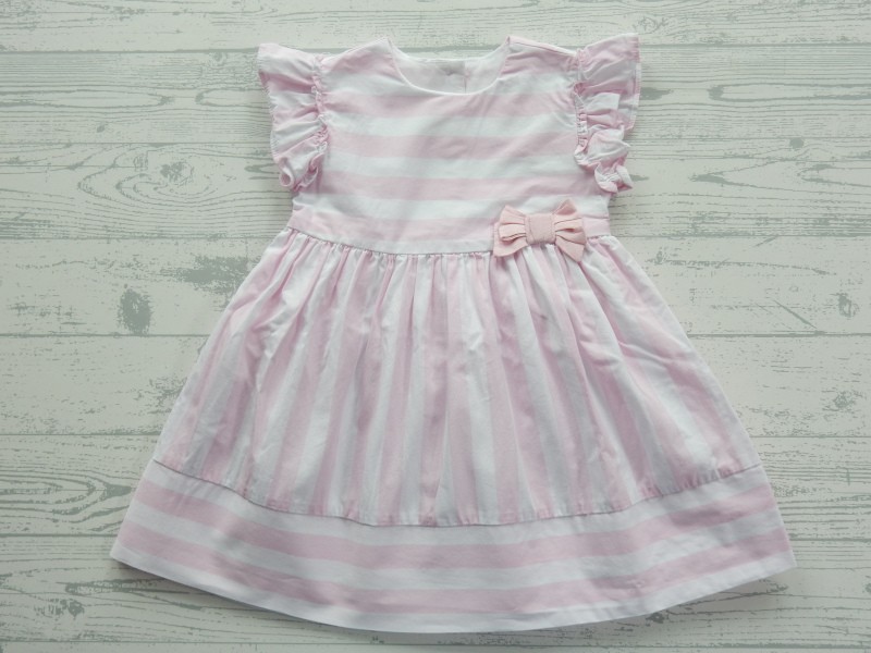 Chicco My First jurk katoen wit roze gestreept ruches maat 74