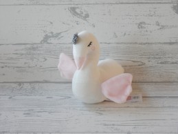 Primark baby knuffel velours wit roze zwaan 13 cm