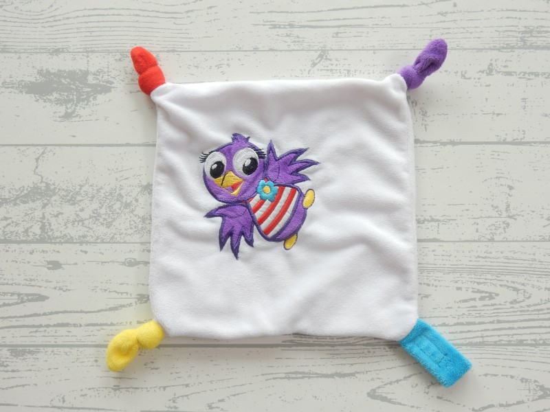 Efteling Tiamo knuffeldoek velours wit paars vogel Jet