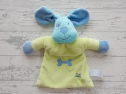 Tiamo knuffeldoek velours blauw groen Happy Dog