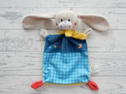 Nicotoy knuffeldoek velours beige geel blauw sterretjes maan konijn