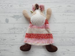 Sigikid knuffeldoek badstof katoen bruin roze rood bloemetjes paard
