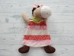 Sigikid knuffeldoek badstof katoen bruin roze rood bloemetjes paard