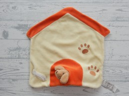 Egmont Toys knuffeldoek velours geel oranje pootjes hond hondenhok