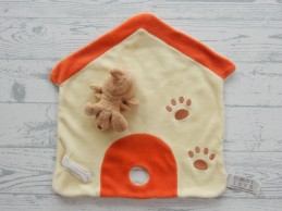 Egmont Toys knuffeldoek velours geel oranje pootjes hond hondenhok