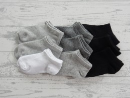 Sneaker sokken 9 paar wit grijs zwart maat 19-22