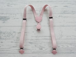 Bretels lichtroze wit stipjes hartjes clip 1 maat