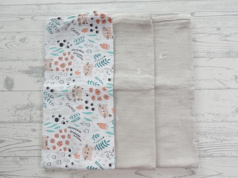 Set 3 stuks hydrofiele doeken wit zalmroze groen beige maan