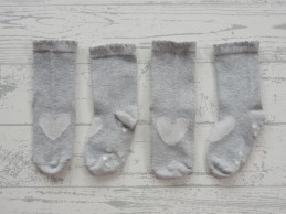 Set 2 paar babysokken grijs melange maat 6-9 maanden
