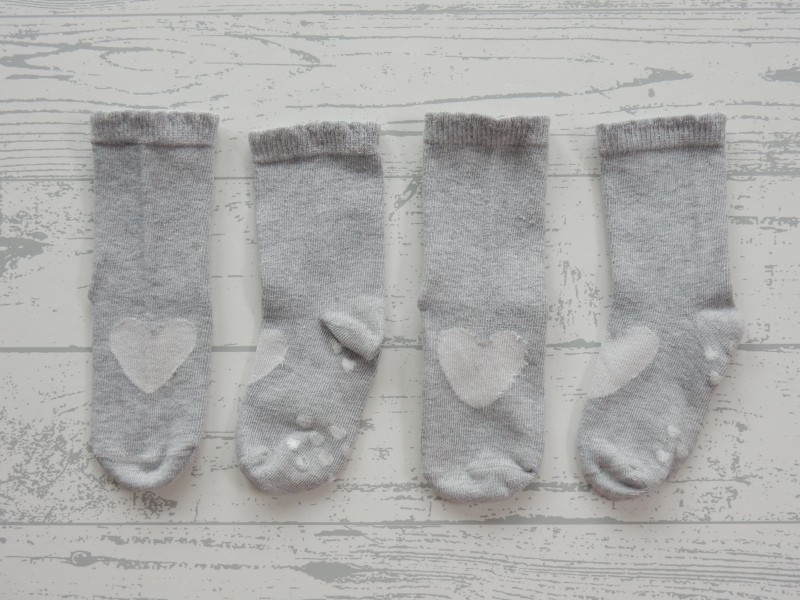 Set 2 paar babysokken grijs melange maat 6-9 maanden