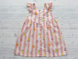 H&M katoenen jurk met volants light pink fruits maat 92