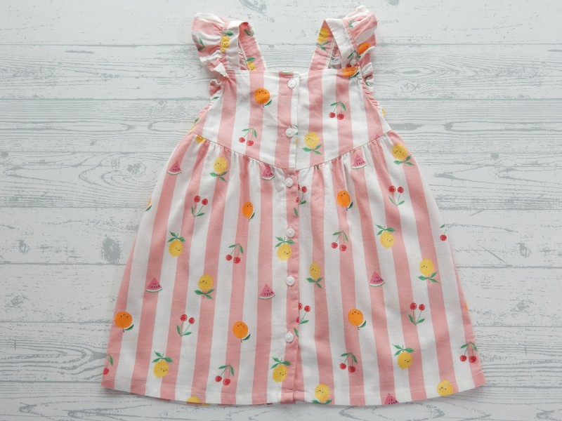 H&M katoenen jurk met volants light pink fruits maat 92