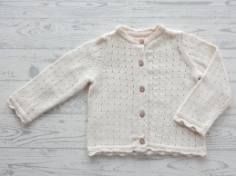 Hema baby vest gebreid ecru ajour patroon ruches maat 68