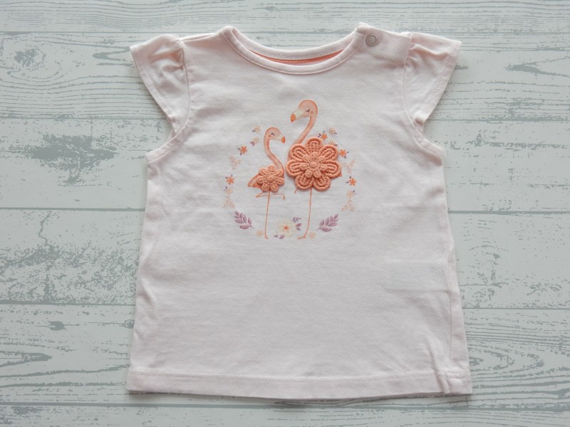 C&A baby t-shirt lichtroze oranje flamingo maat 68