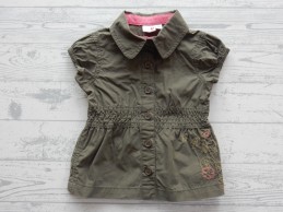 Prenatal jurk katoen groen roze borduur bloemetjes maat 56