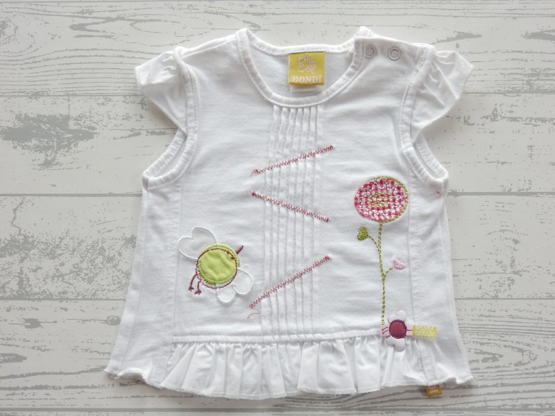 Bondi t-shirt wit groen rood bloem vogel maat 56