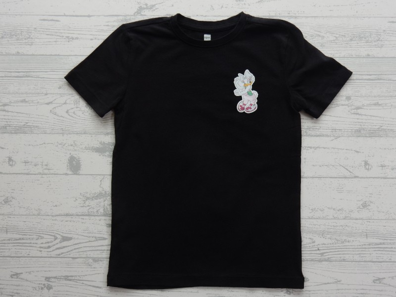 Hema basic kinder t-shirt zwart Katrien Duck maat 122-128