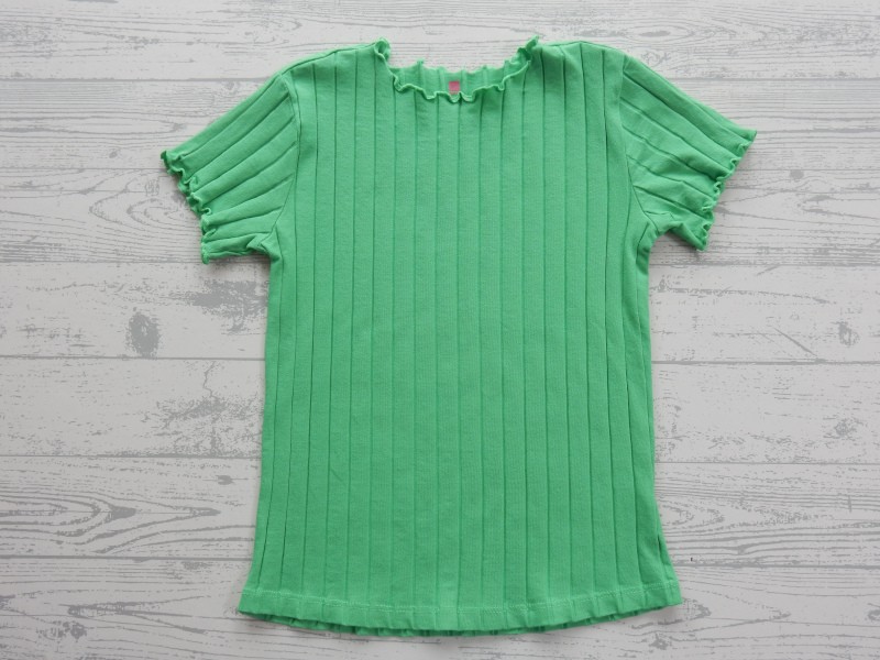 Hema kinder t-shirt rib brede ribbels appel groen maat 122-128