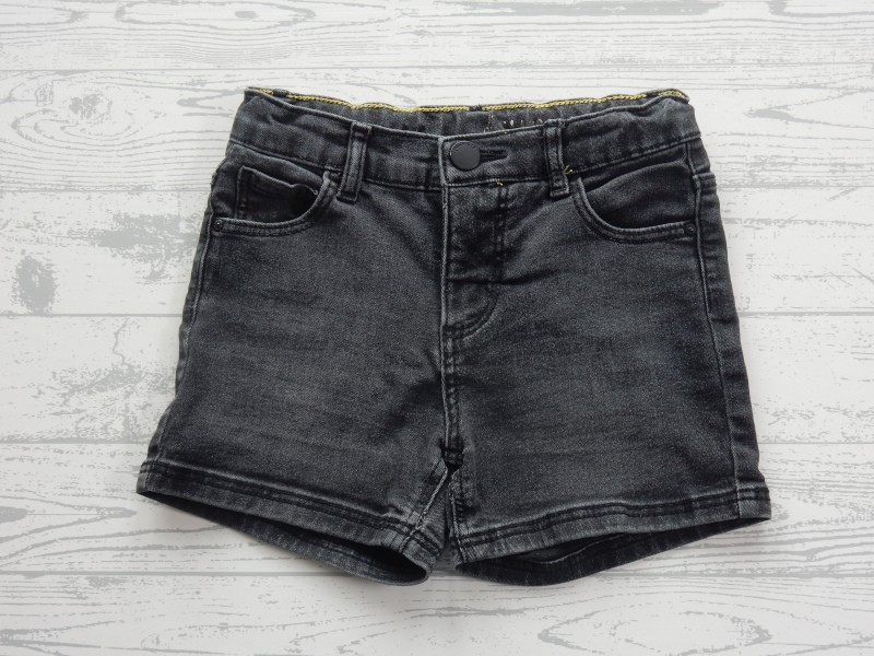 Hema denim kindershort zwart geel maat 122-128