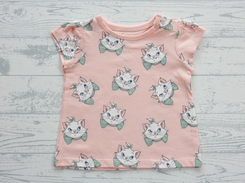 C&A baby t-shirt zalmroze wit groen Aristokatten Marie maat 68
