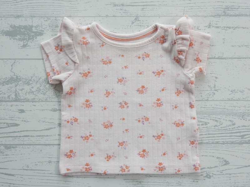 C&A baby t-shirt lichtroze oranje bloemetjes maat 62