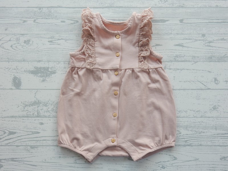 H&M boxpakje katoen broderie anglaise dusty lichtroze maat 62