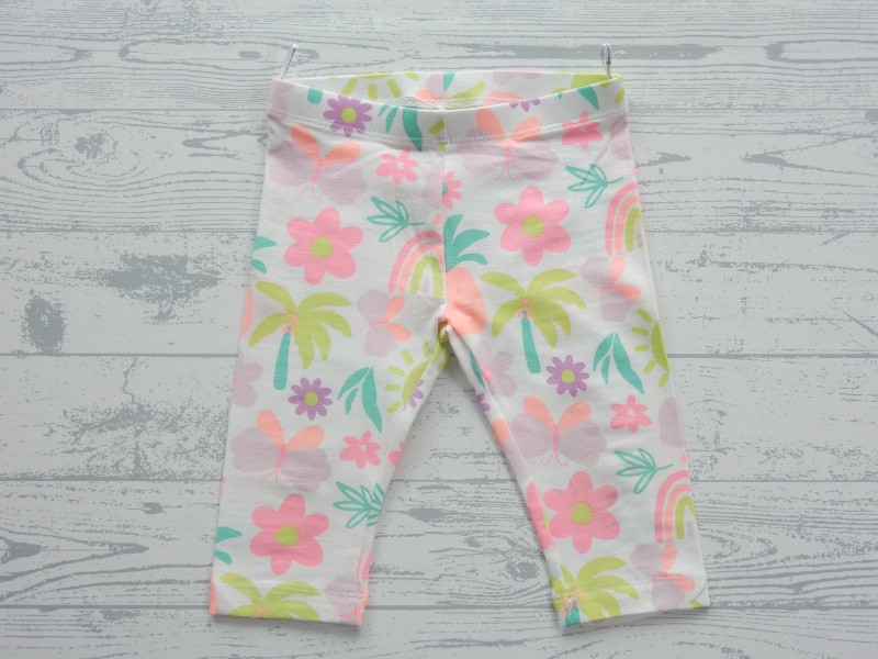 C&A legging capri wit fel roze oranje groen tropical maat 92