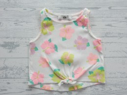 C&A top singlet wit fel roze groen bloemen maat 92