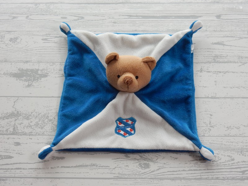 SC Heerenveen knuffeldoek velours wit blauw beer