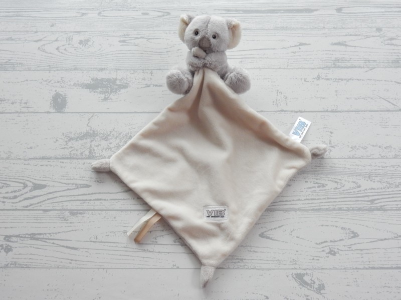 VIB knuffeldoek velours grijs beige koala