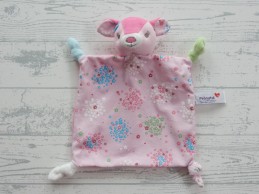 Prenatal knuffeldoek velours roze lichtroze bloemetjes hertje Hilly
