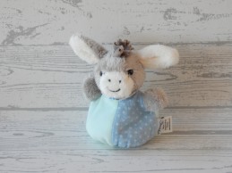 Sterntaler knuffel rammelaar velours grijs mint blauw ezel esel Emmi