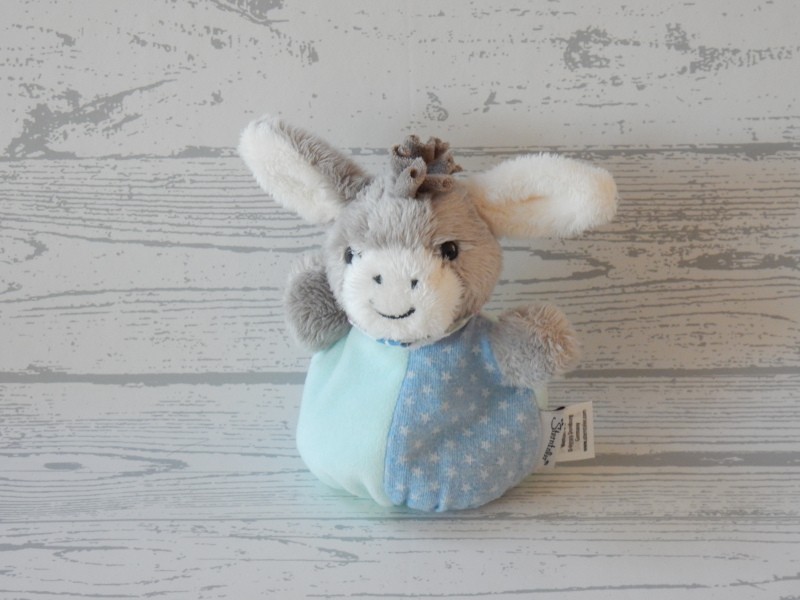 Sterntaler knuffel rammelaar velours grijs mint blauw ezel esel Emmi