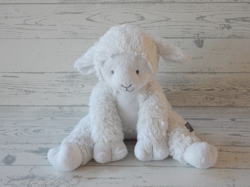 Prenatal knuffel velours wit grijs schaap 27 cm