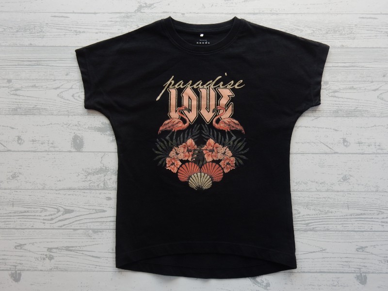 Name it t-shirt zwart Paradise Love NKFVarna maat 122-128