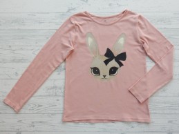 H&M longsleeve tricot top met print roze konijn maat 122-128