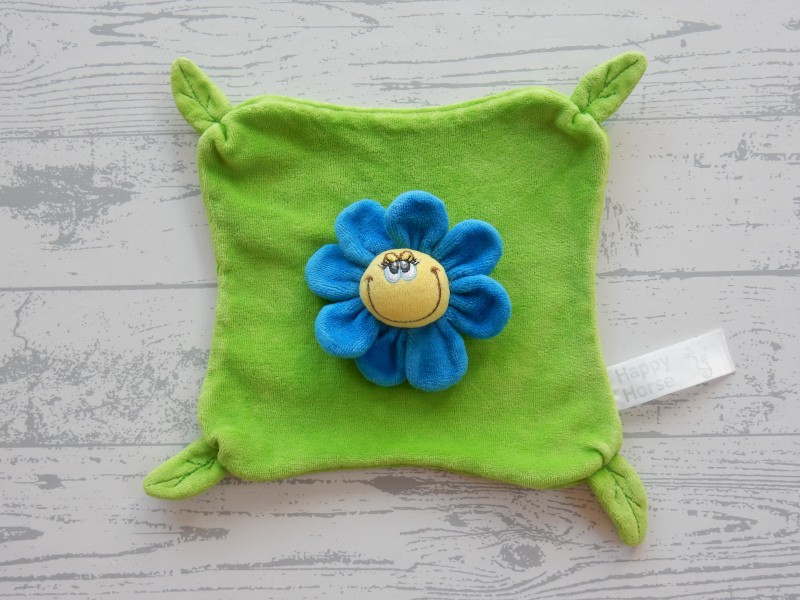 Happy Horse knuffeldoek velours groen blauw Happy Flower 2007