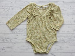 Carter's romper lange mouw groen geel bruin bloemetjes maat 74-80