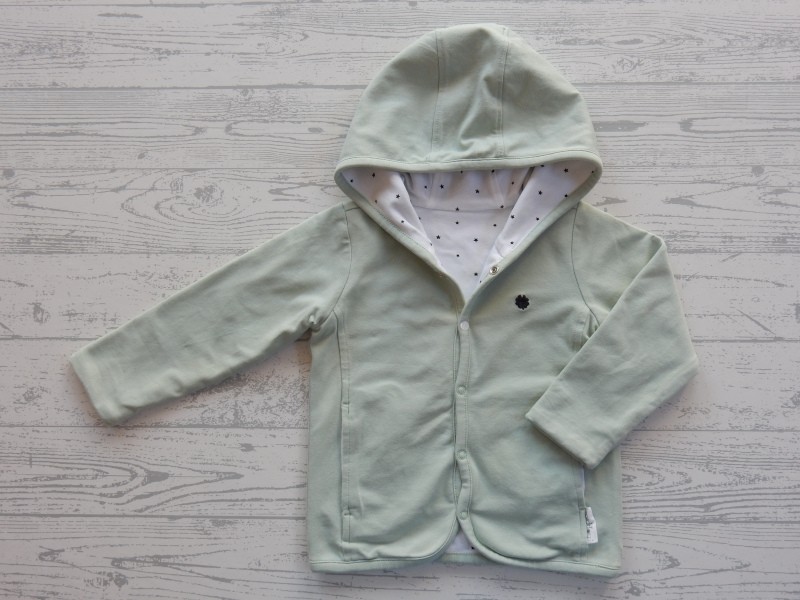 Noppies vest jasje mint wit donkergrijs sterretjes Nusco maat 74