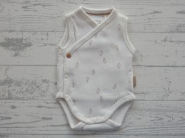 Prenatal romper zonder mouw overslag wit bruin blaadjes Pure maat 44