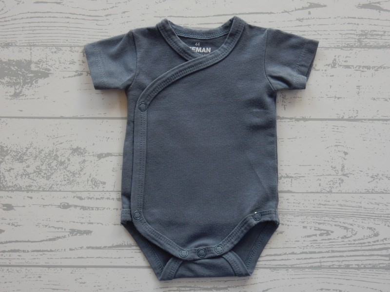Romper korte mouw overslag grijs blauw maat 44