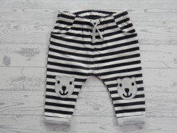 Hema sweatstof broekje gestreept zwart off-white beer maat 68