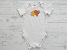 Hema romper korte mouw wit geel bruin bison maat 86-92