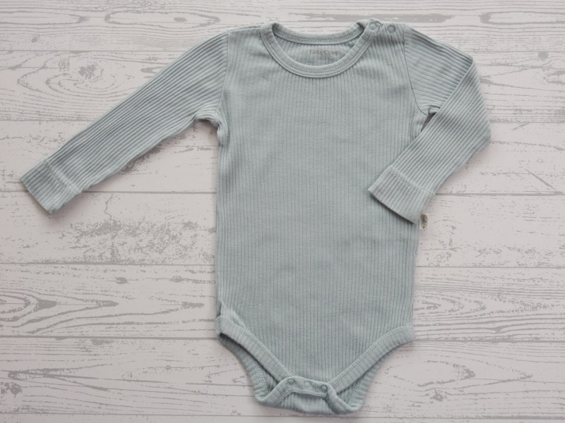 Babycosy romper lange mouw rib mint groen grijs maat 80