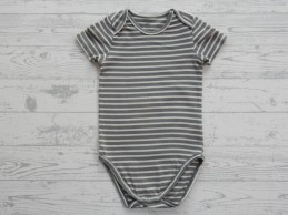 Hema romper korte mouw groen wit gestreept maat 86-92